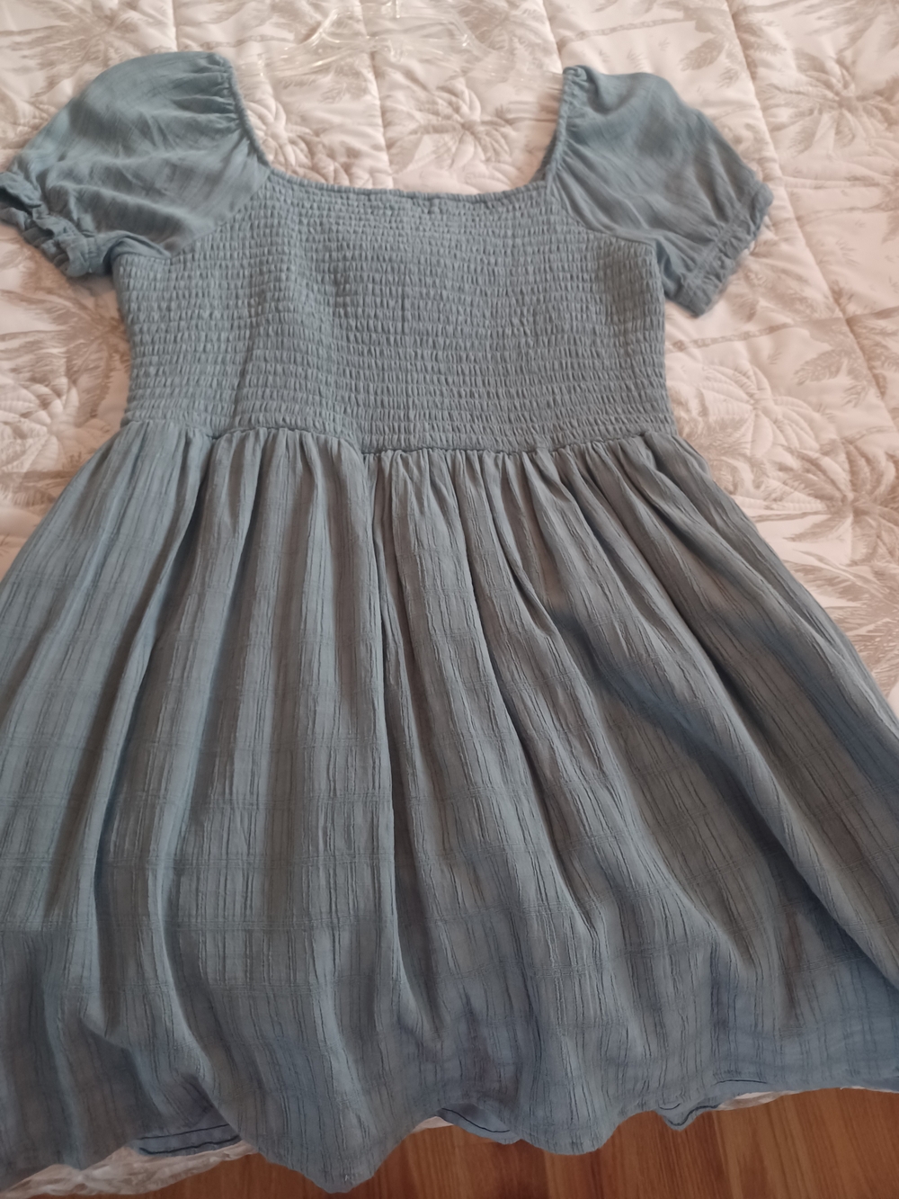 American Eagle Outfitters Light Blue Smocked Mini Dress